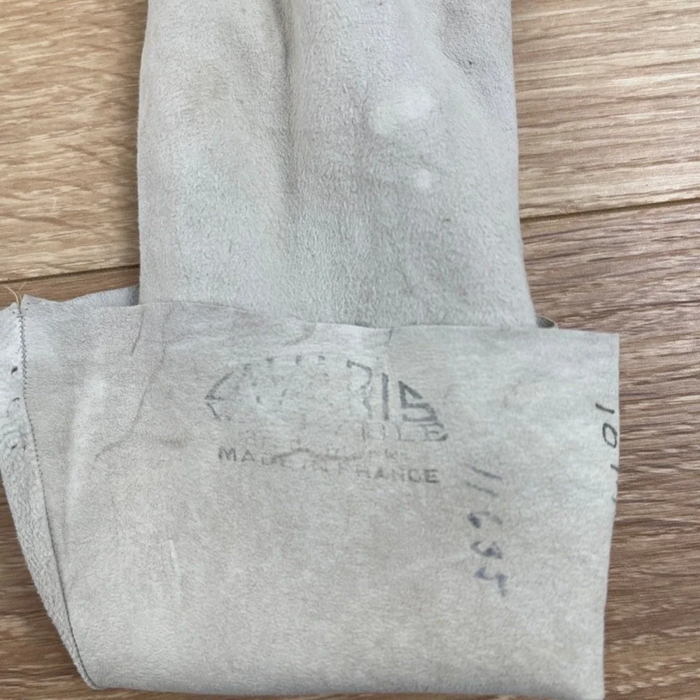 Aris Made in France‎ Cream Suede Opera Length Mousquetaire Gloves Size 6.5